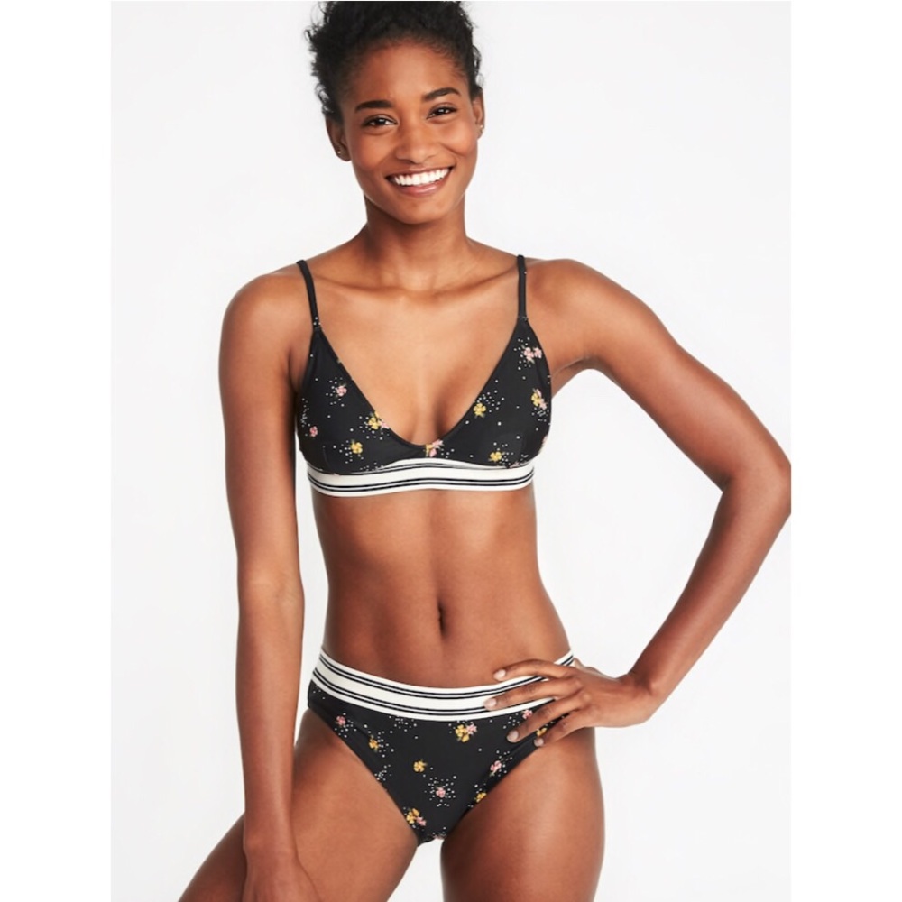 Black Floral Swim Bottoms Old Navy Size S